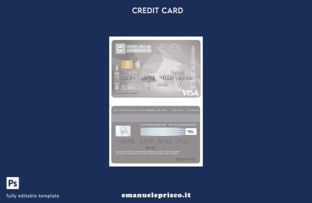 modello di carta internet visto Yemen International Bank of Yemen in stile verif